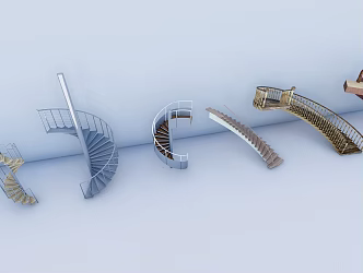 modern revolving staircase indoor staircase arc staircase leaping staircase combination 3d model