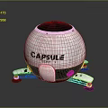 White Spherical Capsule Device With Wheels And Stable Base For Mobile Use 3d model
