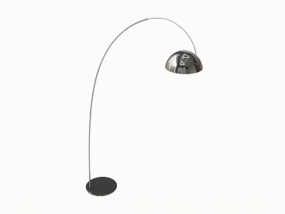 Modern Arched Floor Lamp With Round Shade And Circular Base Design 3d model