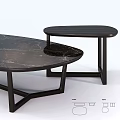 Modern Oval And Round Dining Tables With Dark Marble Tops And Black Metal Frames