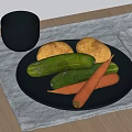 Modern Vegetable Cucumber Potato Carrot 3d model