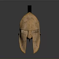 Ancient Bronze Weapon Helmet with Black Plume Classical Design and Metallic Reflective Finish