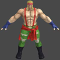 Muscular Male Character With Red Suspenders Green Torn Pants Blue Gloves And Black Boots
