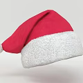 Red And White Santa Hat With Furry Trim And Pom Pom On Top
