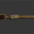 Vintage Brass Revolver with Wooden Grip Engraved Pattern and Glowing Components Steampunk Inspired Design