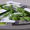 Sumacreek Island Garden Landscape Design with Green Trees Lawn and Modern Entrance