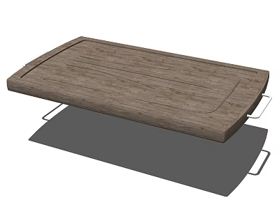 Wooden Rectangular Cutting Board With Handles And Natural Wood Grain Kitchen Tool 3d model