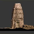 Ancient Temple Model With Stone Structure Detailed Steps And Ruin Elements On Square Base 3d model