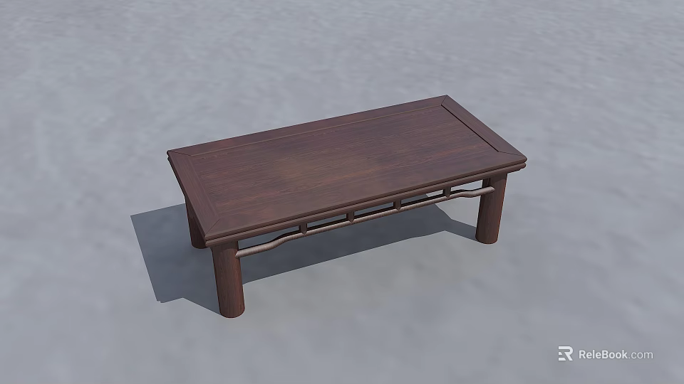 Dark Brown Wooden Coffee Table With Rectangular Top And Simple Design 3d model