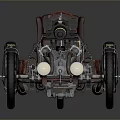 Classic Vintage Tricycle Featuring Red Leather Seat Black Metal Frame And Large Wheels