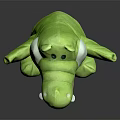 Green Alligator Sculpture With Open Mouth Wearing White Vest And Green Limbs On Dark Background