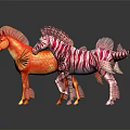 Colorful Mythical Horse Fish Hybrid Creatures With Orange Wings And Pink White Striped Tail