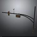 Urban Traffic Light Pole With Signal Lights Surveillance Camera And Street Sign