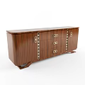 Classic Wooden TV Stand with Dark Brown Finish and Metal Handle Drawers