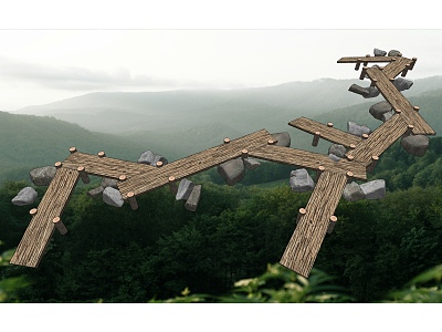 Modern plank road landscape plank road forest wooden plank road wild interest jungle crossing path ecological wetland park landscape bridge water wooden bridge model