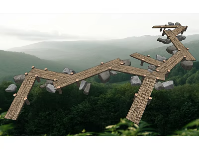 Modern plank road landscape plank road forest wooden plank road wild interest jungle crossing path ecological wetland park landscape bridge water wooden bridge 3d model