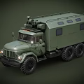 Military Green Off Road Truck with Six Wheels Roof Equipment and Side Windows