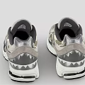 Gray New Balance Sneakers With Camouflage Pattern And White Black Sole