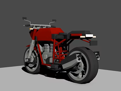 Red Motorcycle With Sleek Design Black Seat Silver Engine And Alloy Wheels 3d model