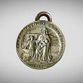 Vintage 1869 Medal With Inscribed Text And Two Standing Figures Design