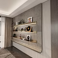 Modern Bookcase With Multiple Shelves Displaying Books Decorations And Artworks In Stylish Living Room