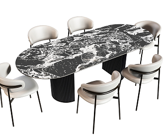 Modern Dining Table and Chair Combination Dining Table and Chair 3d model