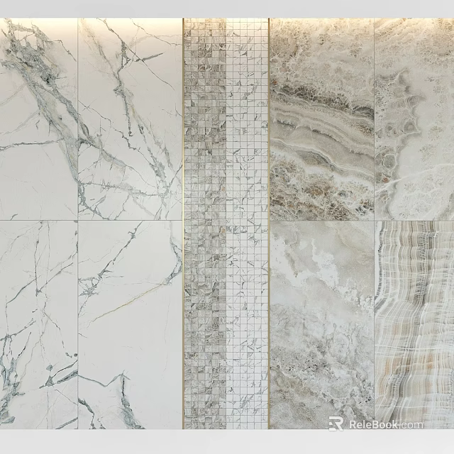 Natural Marble Tiles Showcasing Diverse Textures And Patterned Surfaces For Design Projects 3d model