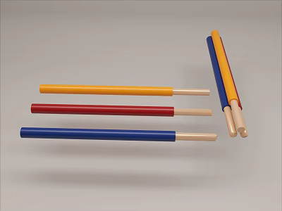 Colorful Drum Sticks With Wooden Tips 3d model