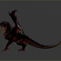 Mythical Dragon Character With Red And Black Wings Horned Head Scaled Body And Sharp Claws