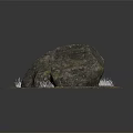 Natural Wood And Stone Decorative Element With Green Grass Around Circular Base