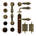 Ornate Vintage Door Handles and Knobs with Decorative Backplates and Levers 3d model
