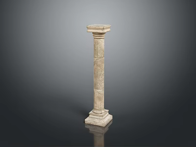 Scenic Landscape With Carved Stone Column On Smooth Black Surface And Gradient Gray Background 3d model