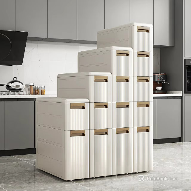 Modern White Console Cabinet And Side Cabinet Featuring Sleek Design Multiple Storage Drawers 3d model