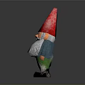 Garden Gnome Figure With Red Pointed Hat Long White Beard Blue Shirt And Green Pants