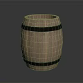 Rustic Wooden Barrel With Metal Hoops Practical Storage Household Item