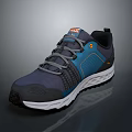 Navy Blue And Teal Outdoor Hiking Shoes With White Sole And Breathable Mesh Design