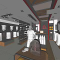 Modern Clothing Store Interior With Shoe Racks White T-shirts Mannequin And Backpack