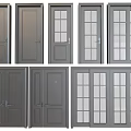 Modern Gray Hinged Doors With Different Glass And Panel Designs For Interior 3d model