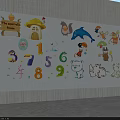 Colorful Kids Wall Decor with Cartoon Animals Giraffe Dolphin Numbers and Mushroom House