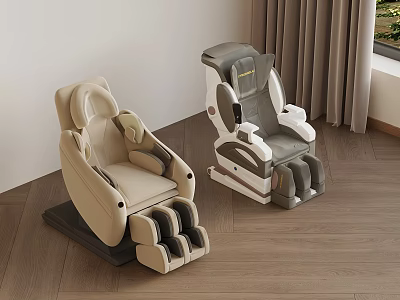 Modern Beige And Gray Massage Chairs With Comfortable Design On Wooden Floor 3d model