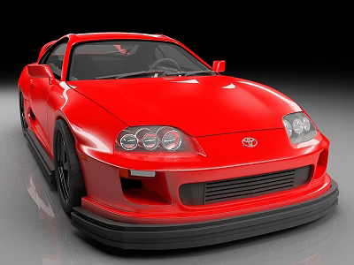Red Toyota Sports Car With Modified Exterior And Body Kit 3d model