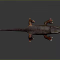 Shiny Purple Yellow Gecko With Red Eyes On Gray Background Surface Reflection