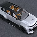 White Modified SUV With Black Rims Orange Seats Black Roof And Front Grille Design