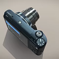 Black Digital Camera With Sleek Design Lens And Ergonomic Control Buttons 3d model