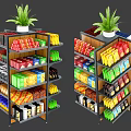 Multi Layered Retail Display Shelves With Assorted Packaged Goods And Organized Storage