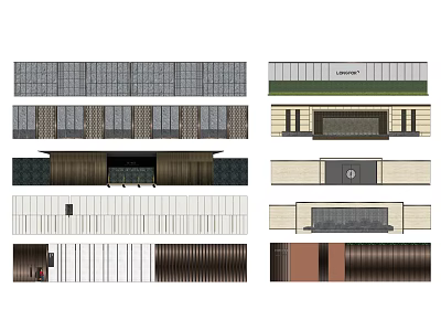 Modern Feature Wall Design Ideas With Stone Wooden Panels And Metal Strips 3d model