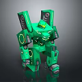 Green Mechanical Robot Character With Glowing Accents And Armor Structure Design 3d model