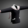 Black Jacket With White Sailor Collar Red Trim And White Pockets 3d model