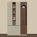 Modern Entryway Side Cabinet White And Brown With Storage Shelves Decorative Items Built In Lighting
