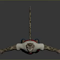3D Anthropomorphic Leopard Character In White Outfit With Red Sash And Blue Shoes Arms Outstretched